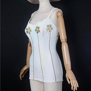 RARE Vintage 1950s Skirted Mailot Swimsuit by "DeWeese Design"